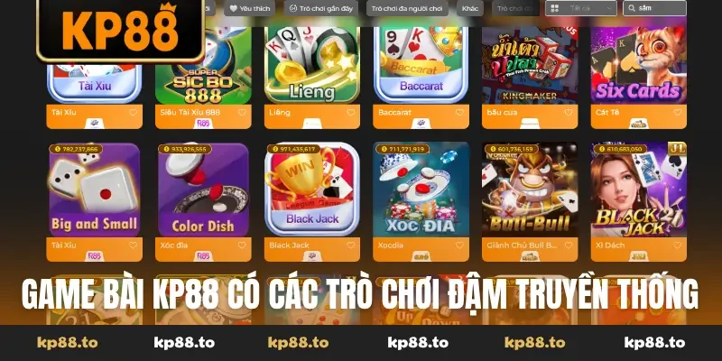 Game bài KP88 có các trò chơi đậm truyền thống