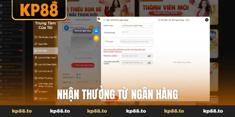 Nhận thưởng từ ngân hàng