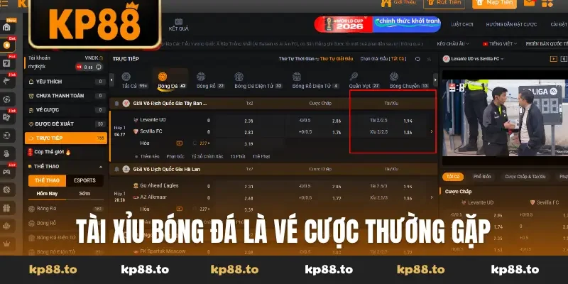Tài xỉu bóng đá là vé cược thường gặp
